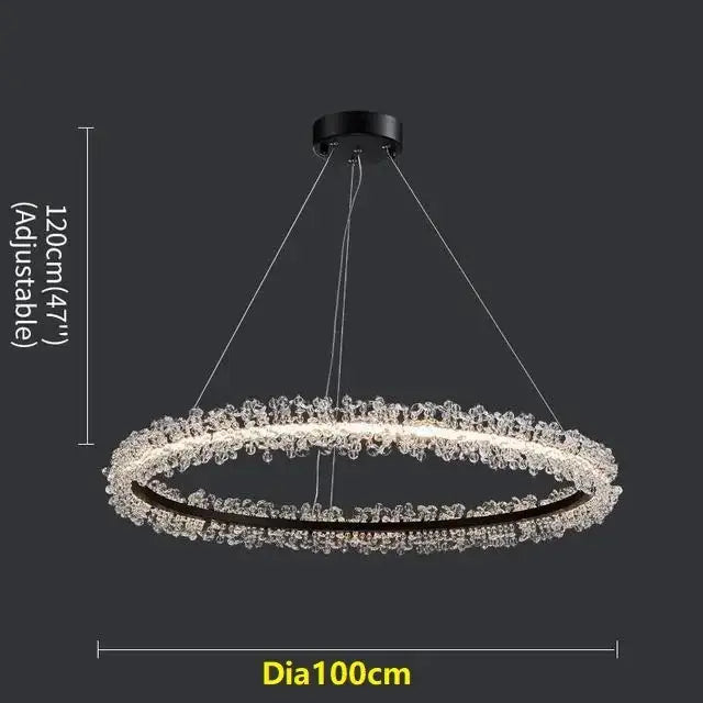 Luxurious crystal gold ring led chandelier for living room