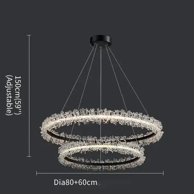 Luxurious crystal gold ring led chandelier for living room