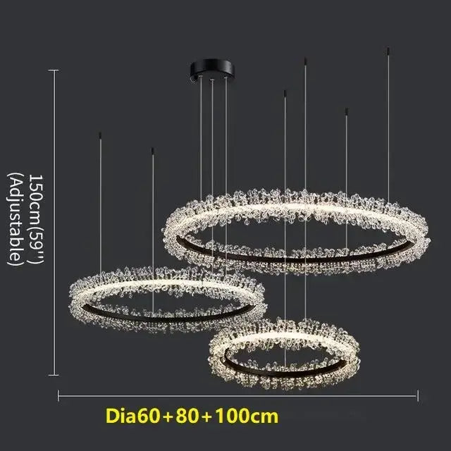 Luxurious crystal gold ring led chandelier for living room