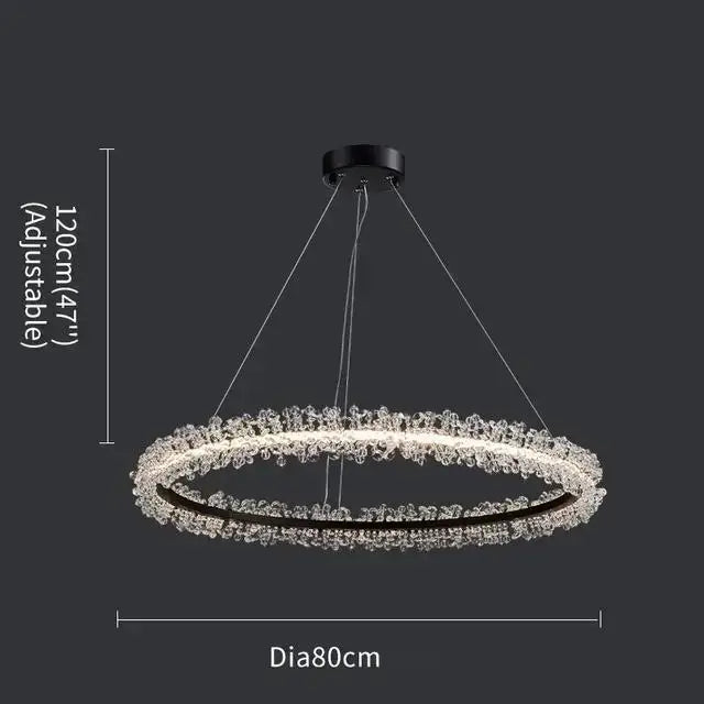 Luxurious crystal gold ring led chandelier for living room