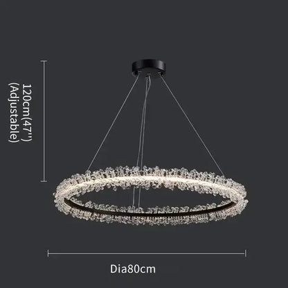 Luxurious crystal gold ring led chandelier for living room