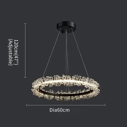 Luxurious crystal gold ring led chandelier for living room