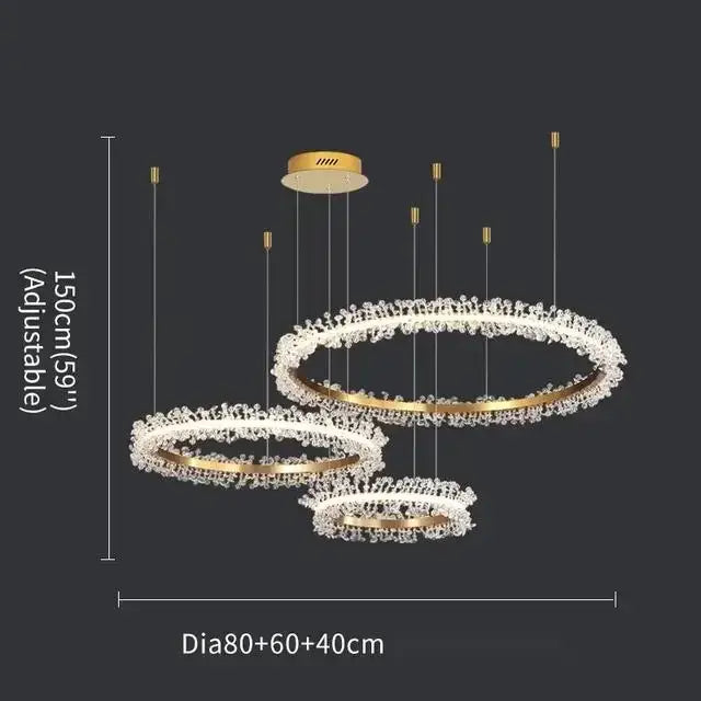 Luxurious crystal gold ring led chandelier for living room