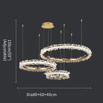 Luxurious crystal gold ring led chandelier for living room