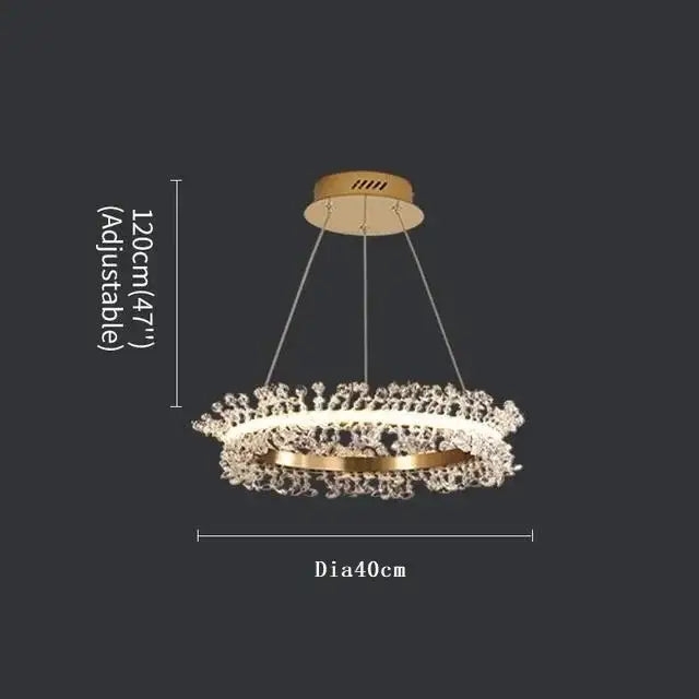 Luxurious crystal gold ring led chandelier for living room