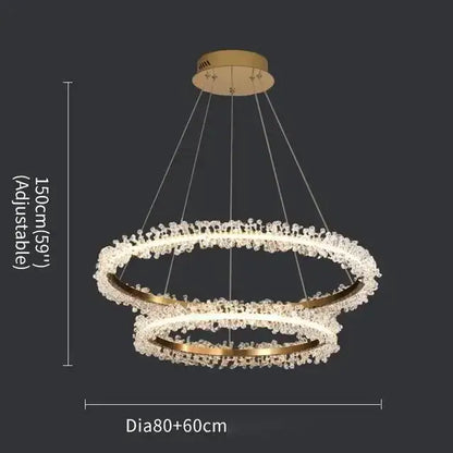 Luxurious crystal gold ring led chandelier for living room