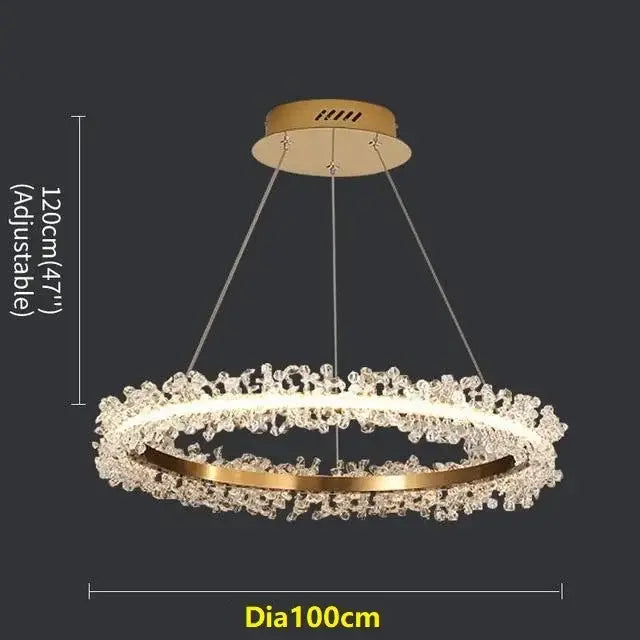 Luxurious crystal gold ring led chandelier for living room