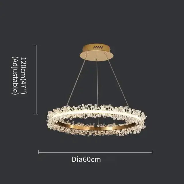 Luxurious crystal gold ring led chandelier for living room