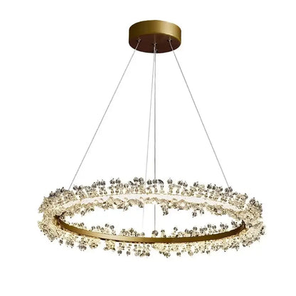 Luxurious crystal gold ring led chandelier for living room