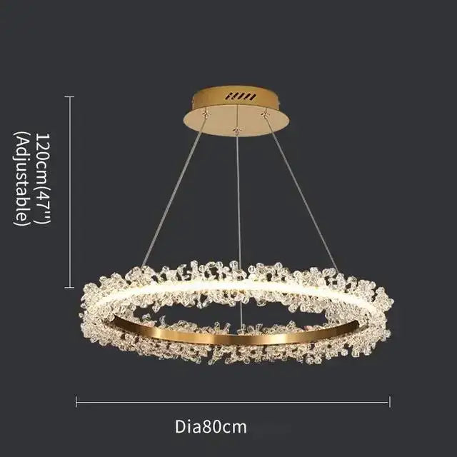 Luxurious crystal gold ring led chandelier for living room