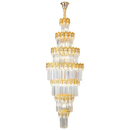 Luxurious gold and clear crystal staircase chandelier