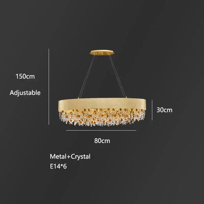 Luxurious gold circular crystal chandelier – living room pendant light