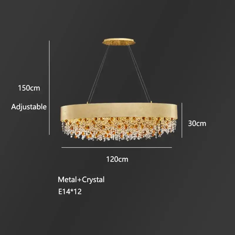 Luxurious gold circular crystal chandelier – living room pendant light