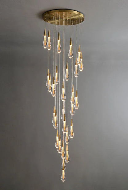 DecorBites™ Luxurious Gold Crystal Chandelier for Staircase