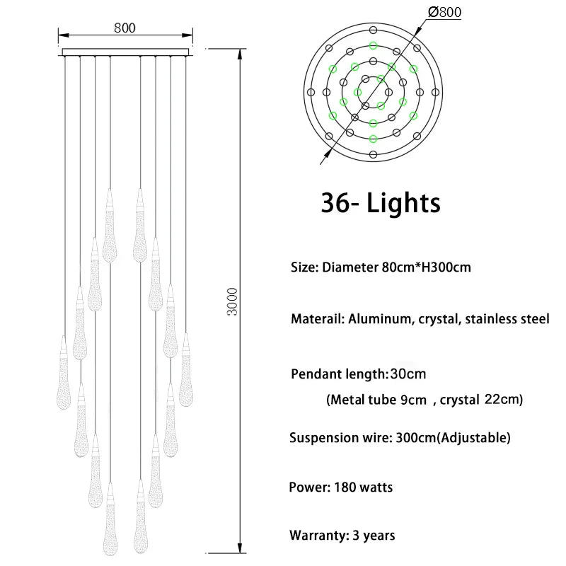DecorBites™ Luxurious Gold Crystal Chandelier for Staircase