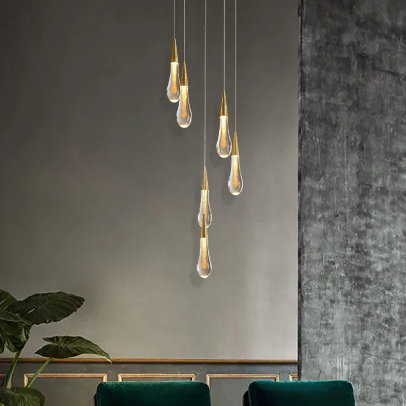 DecorBites™ Luxurious Gold Crystal Chandelier for Staircase