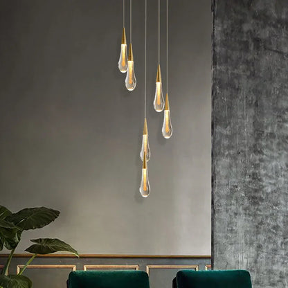 DecorBites™ Luxurious Gold Crystal Chandelier for Staircase