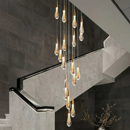 DecorBites™ Luxurious Gold Crystal Chandelier for Staircase