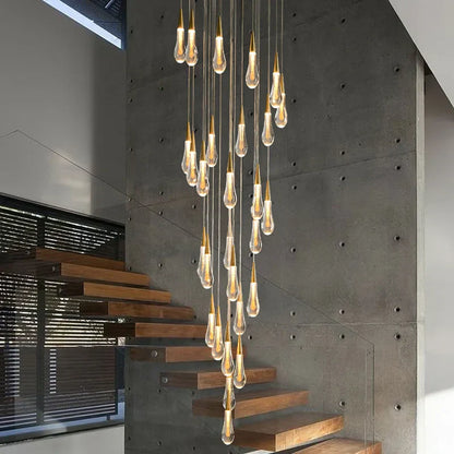 DecorBites™ Luxurious Gold Crystal Chandelier for Staircase