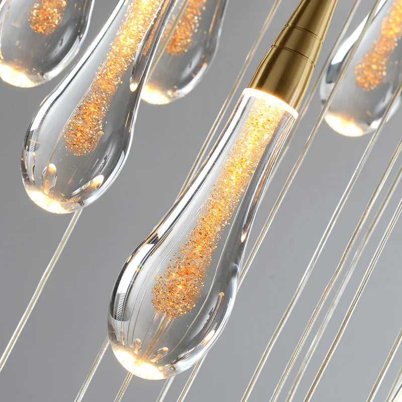 DecorBites™ Luxurious Gold Crystal Chandelier for Staircase