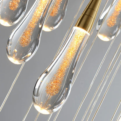 DecorBites™ Luxurious Gold Crystal Chandelier for Staircase