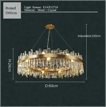 Luxurious gold crystal led chandelier for living and dining room