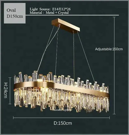 Luxurious gold crystal led chandelier for living and dining room
