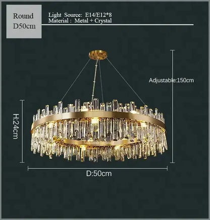Luxurious gold crystal led chandelier for living and dining room