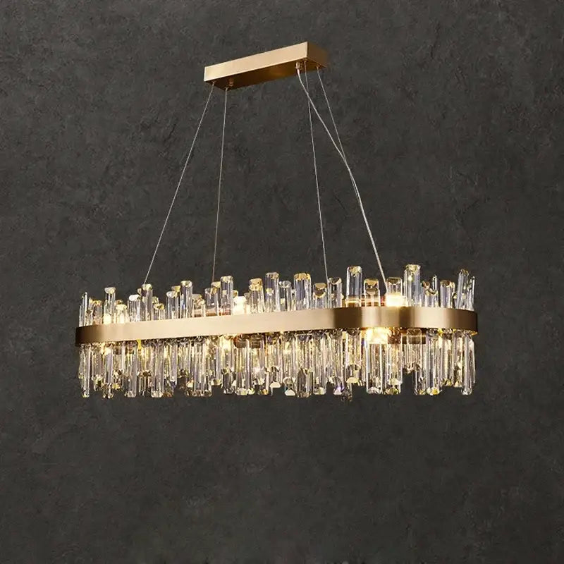 Luxurious gold crystal led chandelier for living and dining room