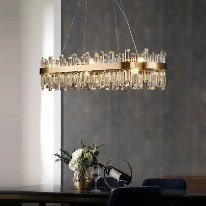 Luxurious gold crystal led chandelier for living and dining room