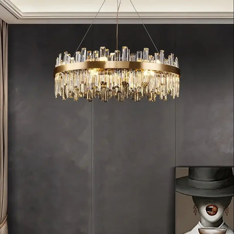 Luxurious gold crystal led chandelier for living and dining room