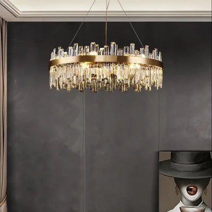 Luxurious gold crystal led chandelier for living and dining room
