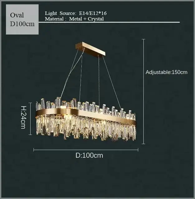 Luxurious gold crystal led chandelier for living and dining room