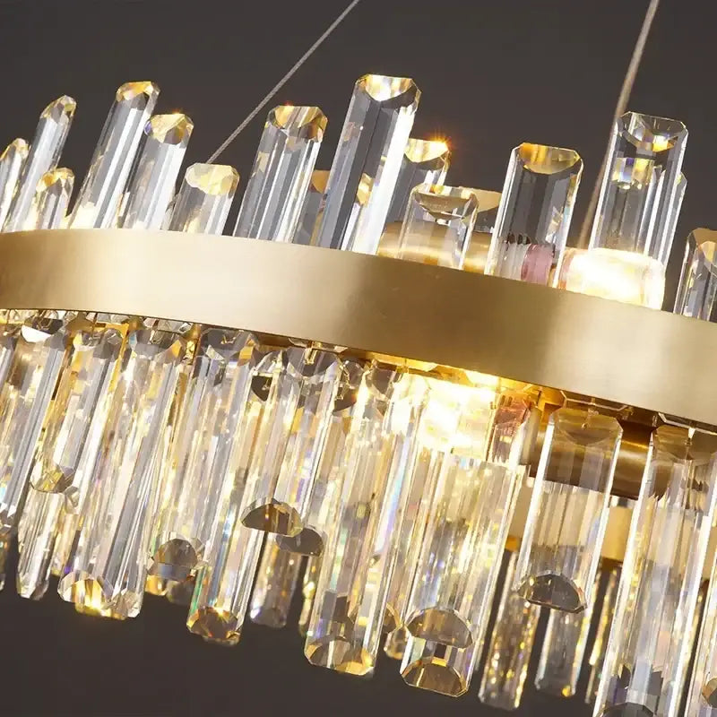 Luxurious gold crystal led chandelier for living and dining room