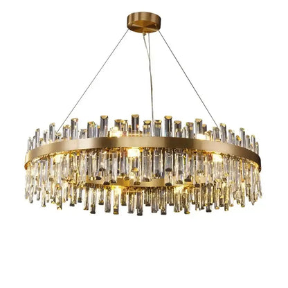 Luxurious gold crystal led chandelier for living and dining room