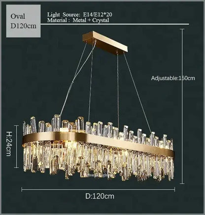 Luxurious gold crystal led chandelier for living and dining room