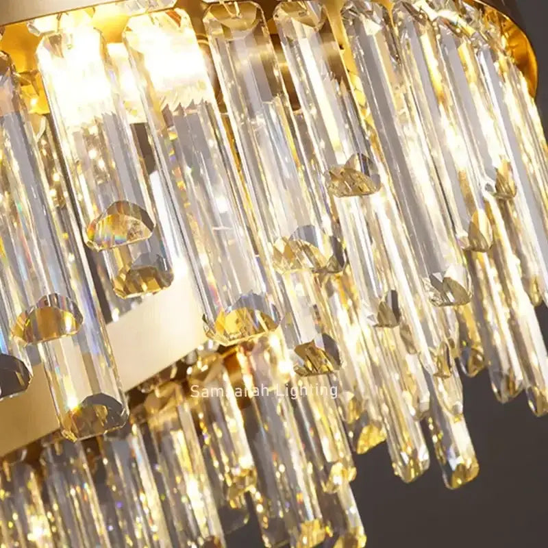 Luxurious gold crystal led chandelier for living and dining room