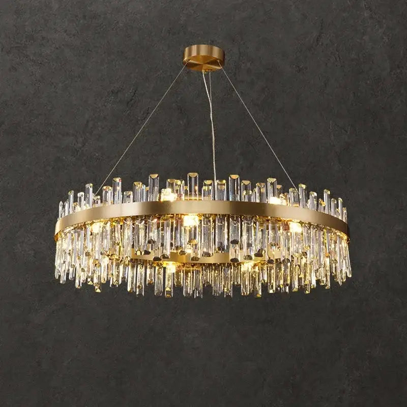Luxurious gold crystal led chandelier for living and dining room