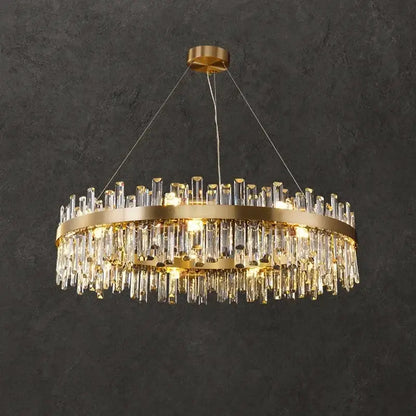 Luxurious gold crystal led chandelier for living and dining room