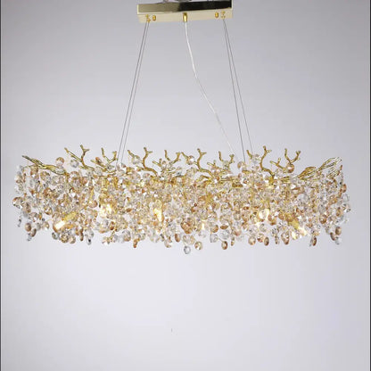 Luxurious gold crystal sunflower branch chandelier dining room light