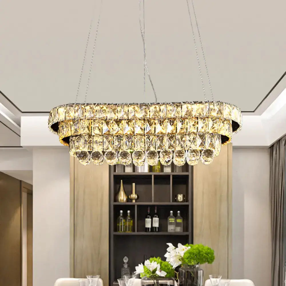 Luxurious gold tiered crystal pendant light dining room tiered restaurant