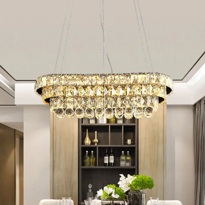 Luxurious gold tiered crystal pendant light dining room tiered restaurant