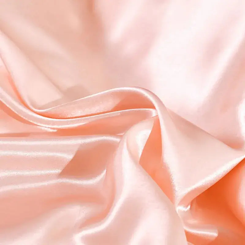 Luxurious peach satin duvet cover and pillowcase set bedroom bedding