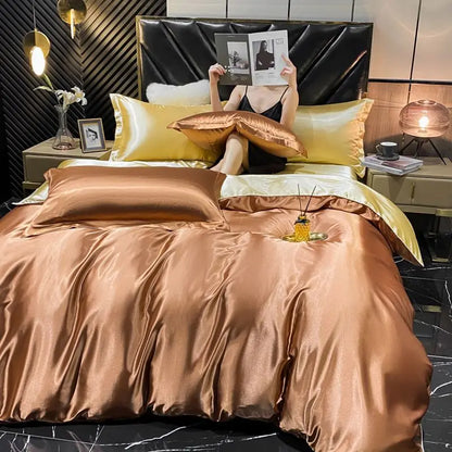 DecorBites™ Luxurious Rayon Silk Bedding Set with Duvet Cover