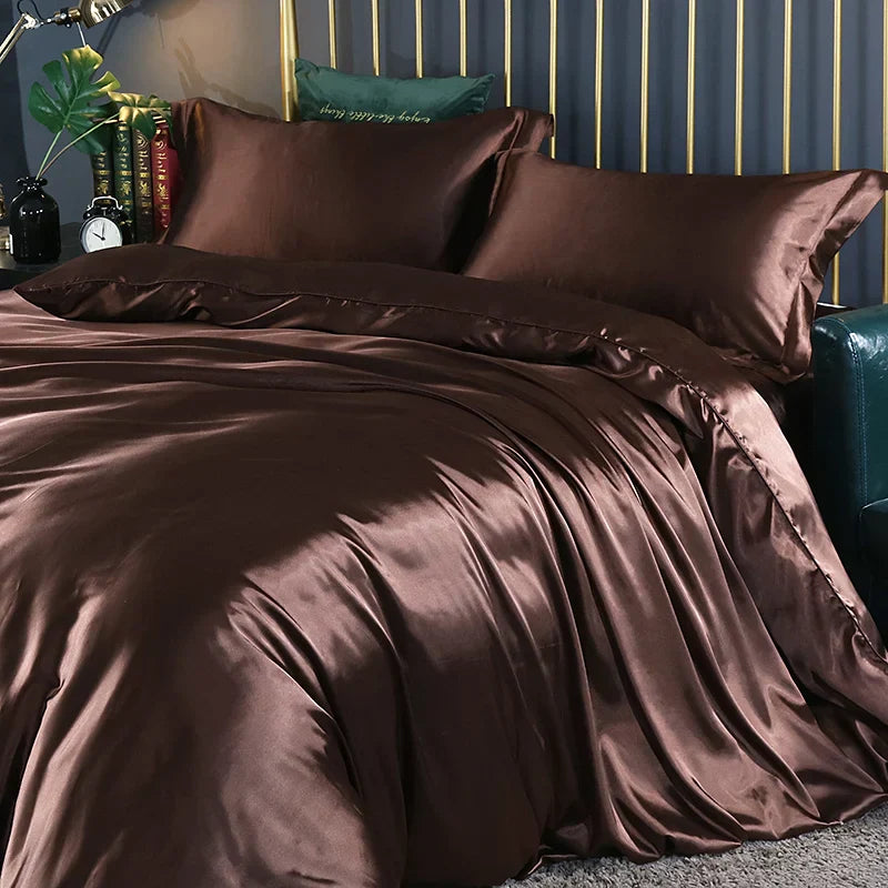 DecorBites™ Luxurious Silk Bedding Set - Solid Color