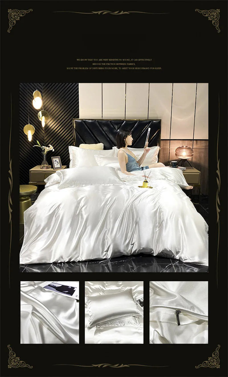 DecorBites™ Luxurious Silk Queen Size Bedding Set
