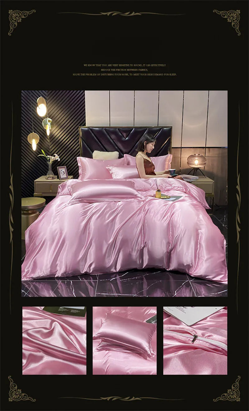 DecorBites™ Luxurious Silk Queen Size Bedding Set