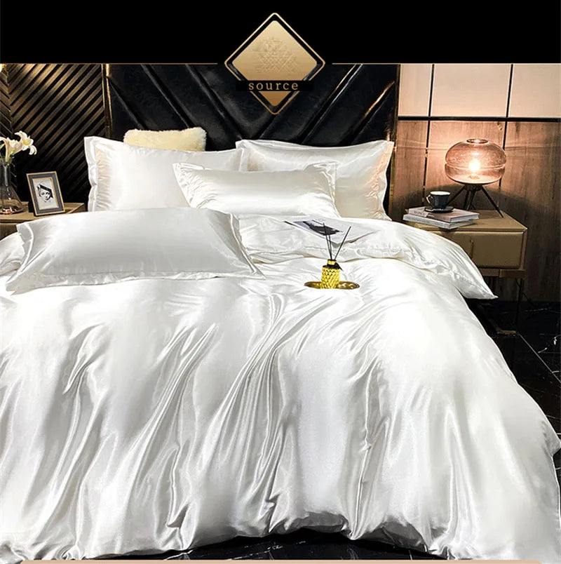 DecorBites™ Luxurious Silk Queen Size Bedding Set
