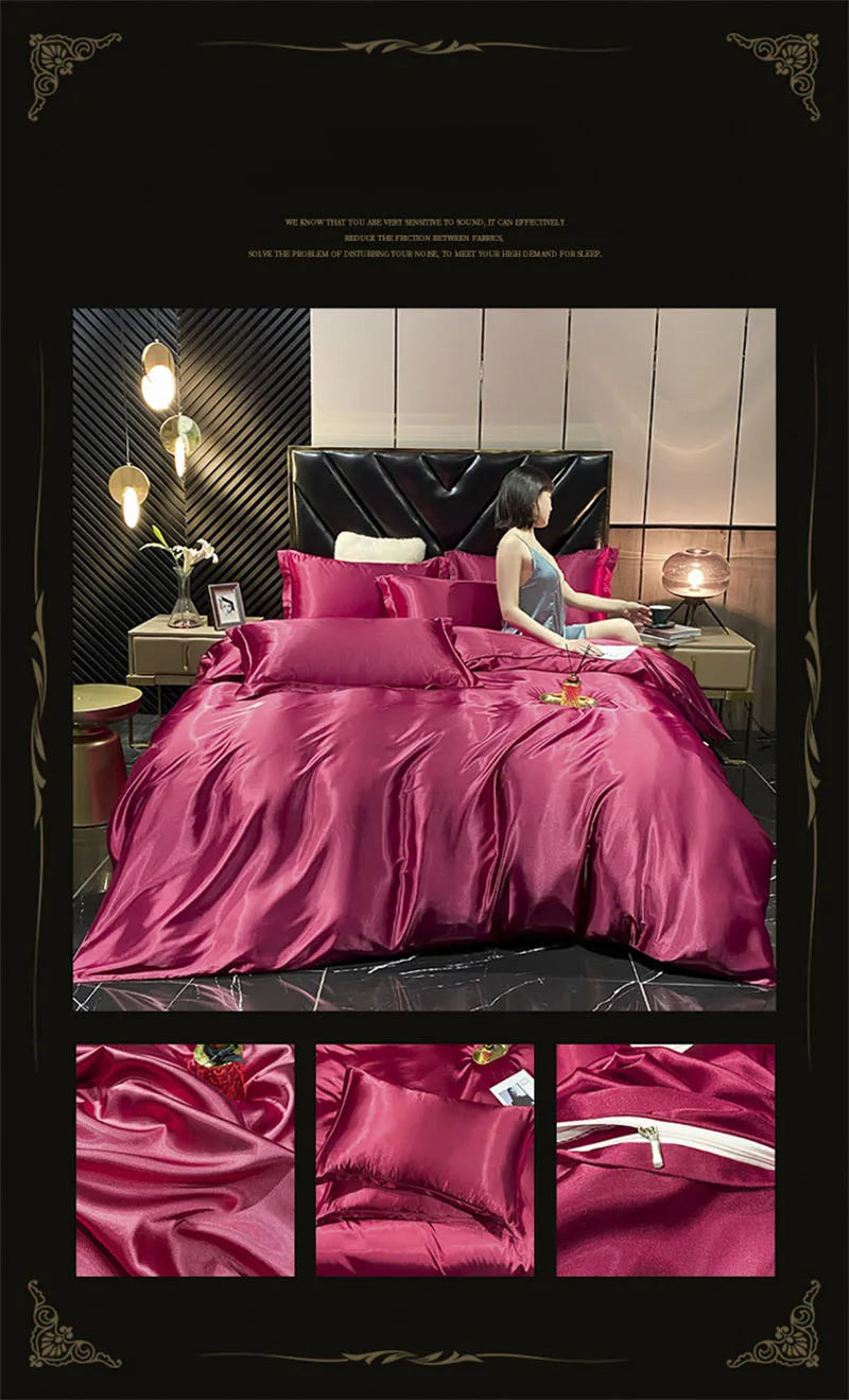DecorBites™ Luxurious Silk Queen Size Bedding Set