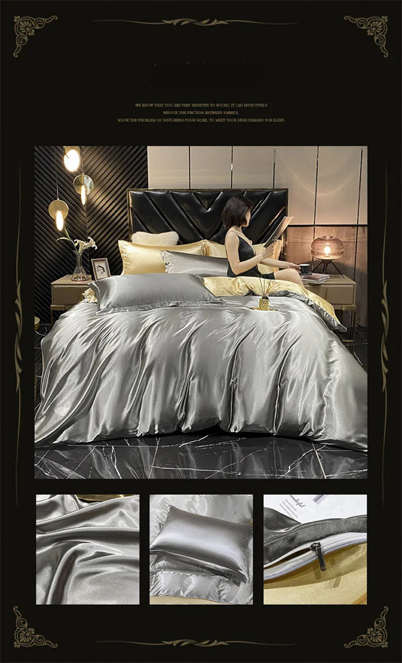 DecorBites™ Luxurious Silk Queen Size Bedding Set